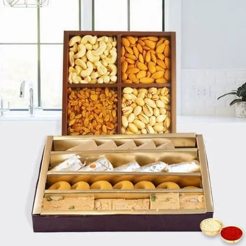 Delightful Combo of Assorted Haldirams Sweets N Assorted Dry Fruits