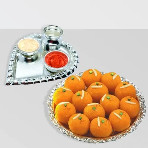Buy Motichur Laddu from Haldiram with Paan Shaped Aarti Thaali Online