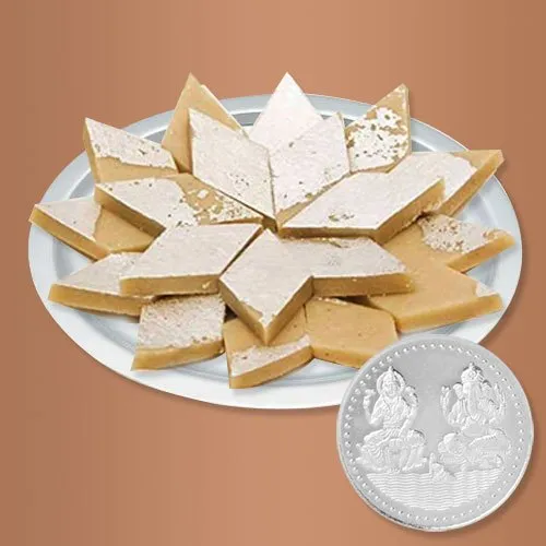 Haldirams Badam Katli N Gold Plated Thali , Free Coin