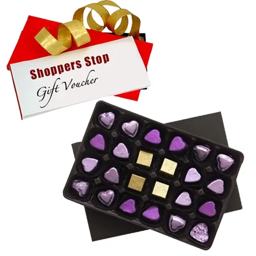 Splendid Gift Combo of Shoppers Stop Gift Voucher worth Rs.1000 with 24 Pc. Homemade Assorted Chocolate