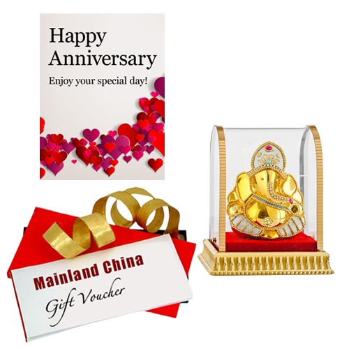 Caring Gift of Vighnesh Idol, Mainland China Gift Voucher and Anniversary Card
