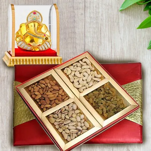 Shop for Mixed Dry Fruits Box with Ganesh Idol
