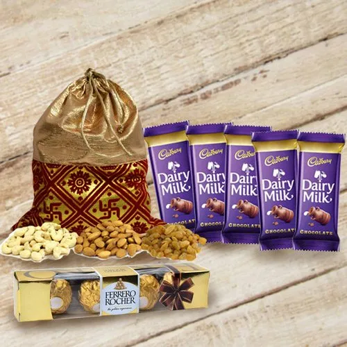 Order Dry Fruits Potli with Chocolates Gift Pack