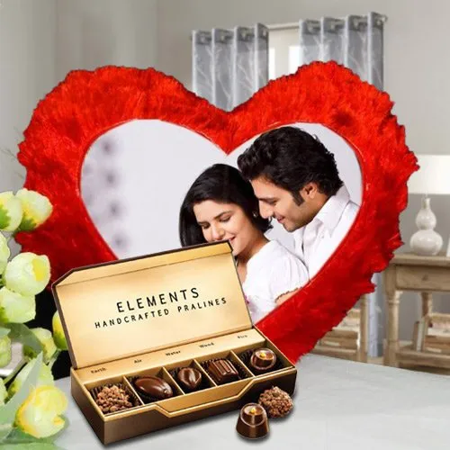 Online ITC Chocolates with Heart Shaped Personalized Cushion