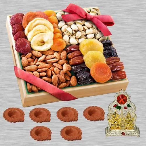 Astonishing Diwali Dry Fruits Platters with Ganesh Lakshmi Mandap Free Diya