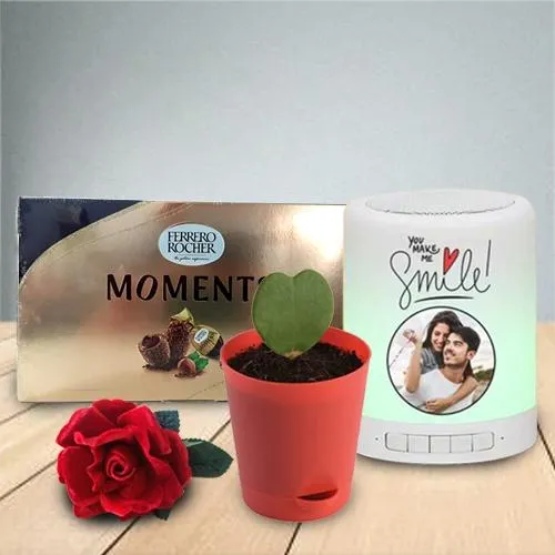 Admirable Gift of Bluetooth Speaker with Chocolate N Heart Plant