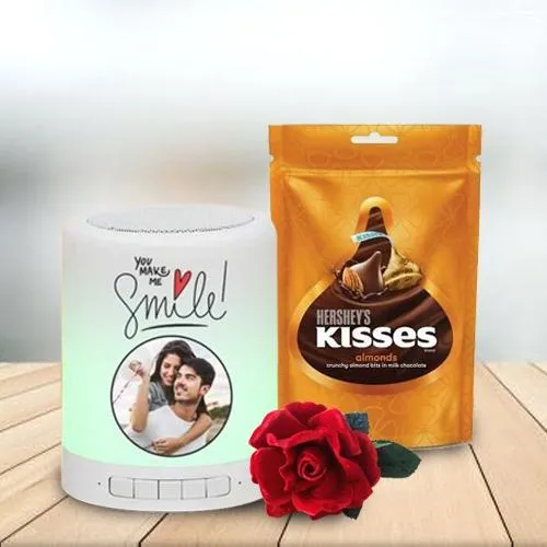 Attractive Bluetooth Speaker with Hershey Chocolates n Rose Gift Combo