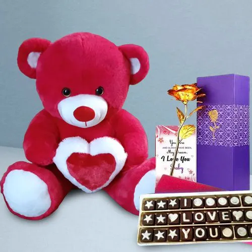 Charming Valentine Gift of Red Teddy with 