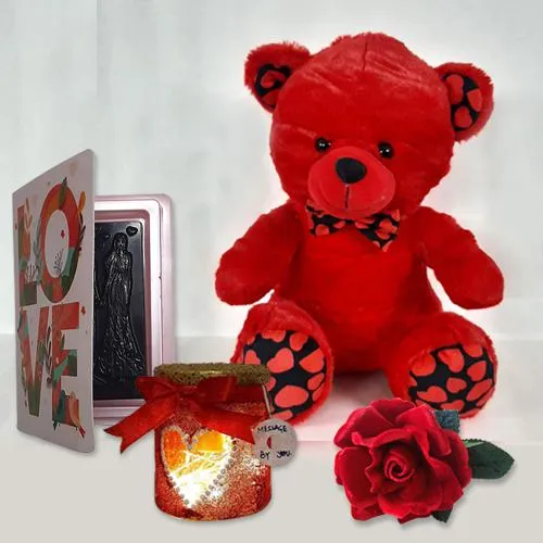 Arresting V-day Gift of Teddy with LED Lamp n Love Chocolate