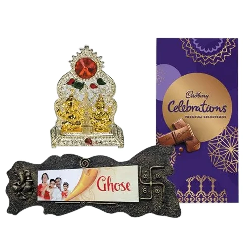 Delectable Chocolates with Antique Mandap n Handmade Name Plate