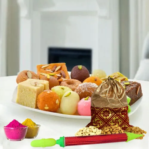 Lip-Smacking Assorted Sweets with Dry Fruits Gift Combo for Holi