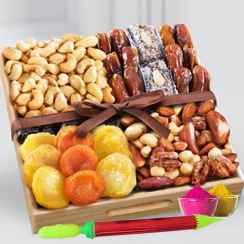 Mouth-Watering Assorted Dry Fruits Gift Tray for Holi