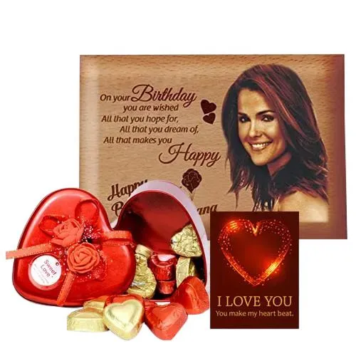 Amusing Personalized Love Frame with Heart Chocolates n ILU Card