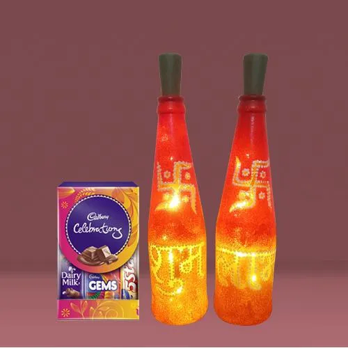 Ideal Gift of Subh Labh LED Bottle Lamp Pair n Cadbury Celebration