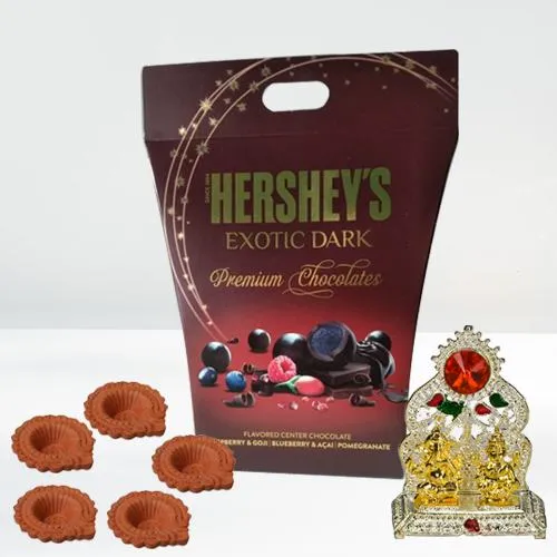 Lovely Gift of Laxmi Ganesh Mandap with Hersheys Chocolate n Mud Diya