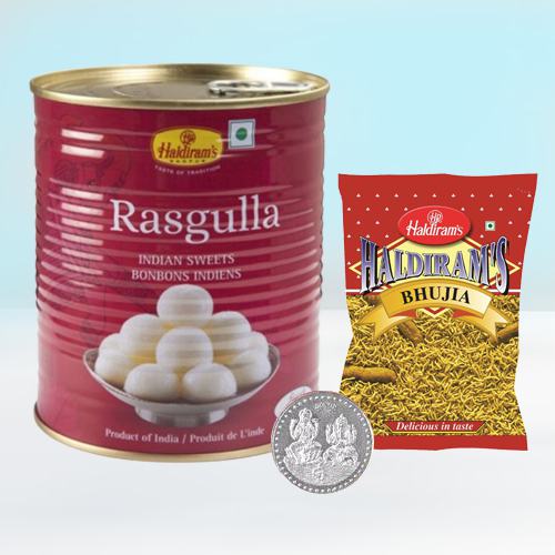 Delicious Haldiram Sweets n Snacks with Ganesh Laxmi Coin