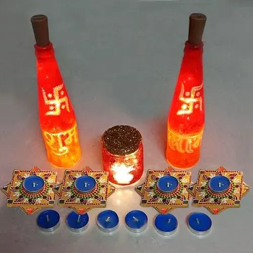 Celebrate Waste-Free Diwali: Top 5 Home Décor Ideas To Brighten Up Your  Home | Painted glass bottles, Glass bottle crafts, Bottles decoration