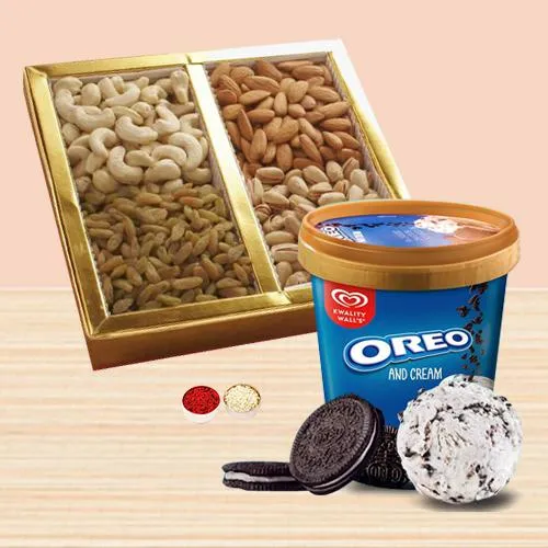 Amazing Gift of Kwality Walls Oreo Ice Cream with Assorted Dry Fruits