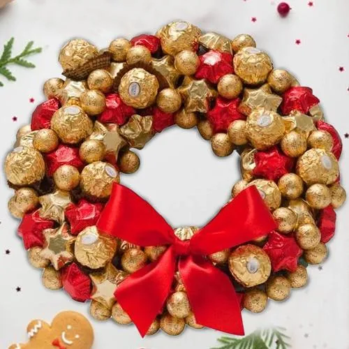 Classic Xmas Wreath of Handmade Chocolates  N  Ferrero Rocher