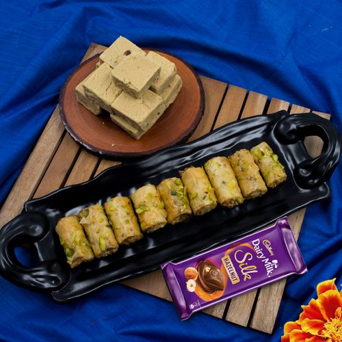 Irresistible Roll Baklava with Kaju Bite n Cadbury Silk Hazelnut