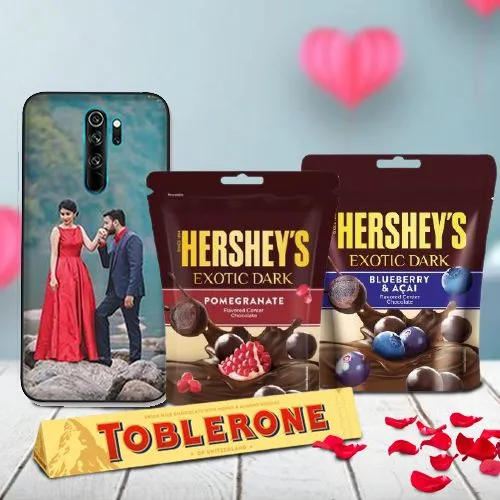 Fabulous Valentine Gift of Mobile Cover, Toblerone n Hersheys Exotic
