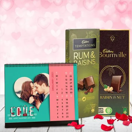 Timeless Love Personalized Calendar with Two Exotic Cadbury Bar