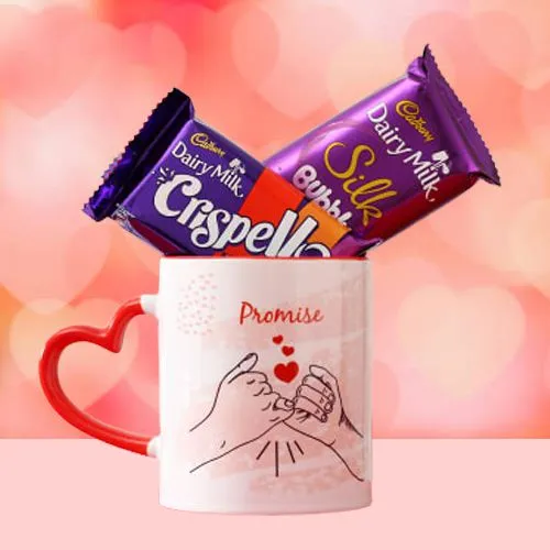 Ever Romantic Red Heart-Handle Mug with Cadbury Chocolates
