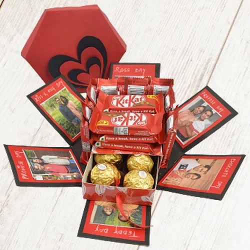 Romantic Hexagonal Explosion Box of Ferrero Rocher n Kitkat