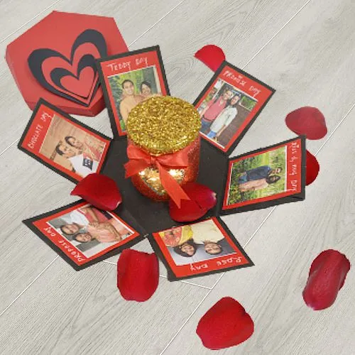 Romantic Gift of Personalized Hexagonal Explosion Box of LED Heart Lighting Jar