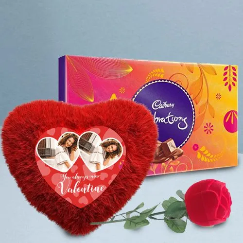Hearty Cushion with Proposes Rose n Ring with Cadbury Celebrations
