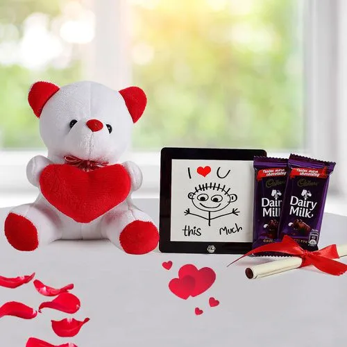 Valentine Surprise of ILU Table Top, Teddy n Cadbury Chocolate