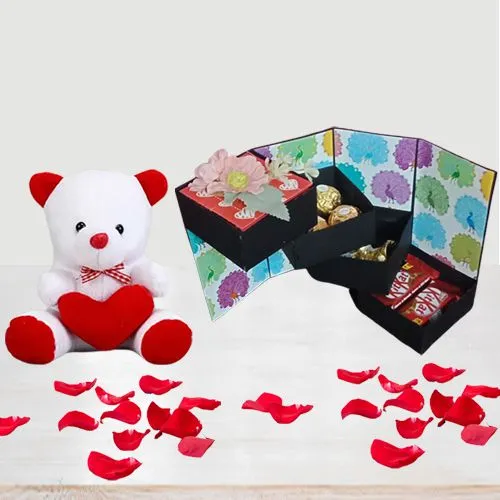 Appealing 4 Layer Stepper Box and a Love Teddy with Heart Combo