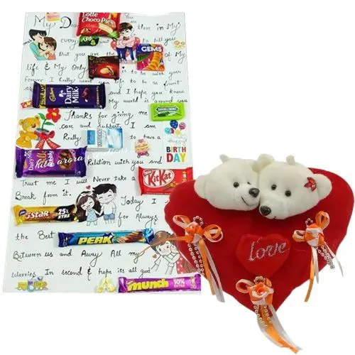 Dazzling Chocolate Message Card with Assorted Chocolates and ILU Singing Heart	