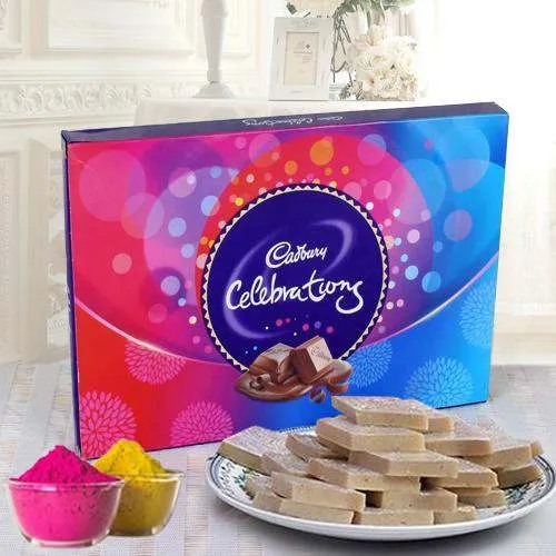 Delectable Haldiram Kaju Katli with Cadbury Celebrations n Herbal Gulal