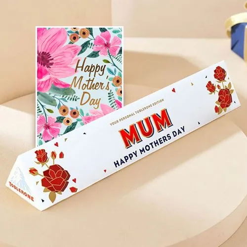 Personalized Toblerone Chocolate Bar with Happy Mothers Day Card
