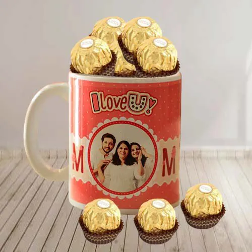 Gift Personalized Photo Coffee Mug with Ferrero Rocher
