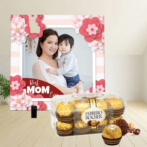 Delightful Ferrero Rocher Chocolate Box with Personalized Photo Tile 	