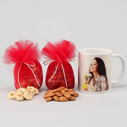 Deliver Personalized White Mug with Mixed Dry Fruits
