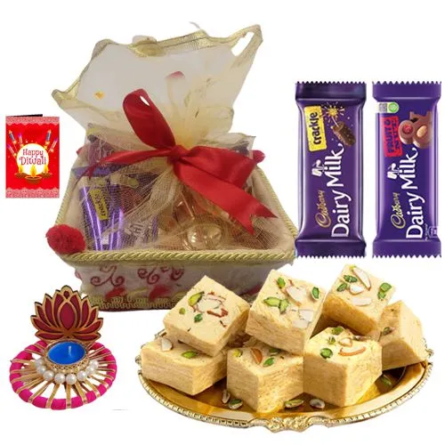 Lovely Lotus Tea Lights n Chocolaty Sweets Hamper