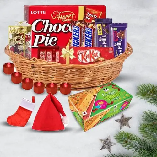 Exquisite Christmas Cake N Chocolate Treat Gift Basket