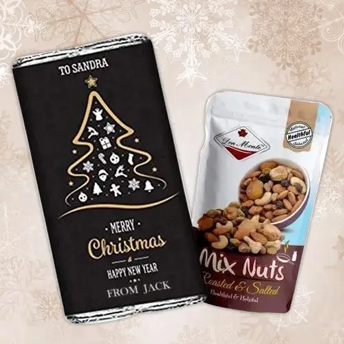 Mixed Nuts n Personalized Merry X-Mas Choco Bar