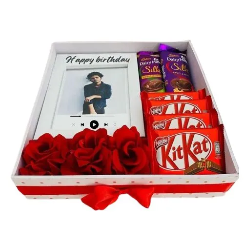 Outstanding Personalized Music Photo Frame with Chocolates N Roses