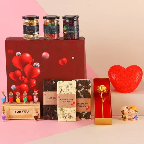 Tempting Chocolaty Hamper with Golden Rose N Assortments