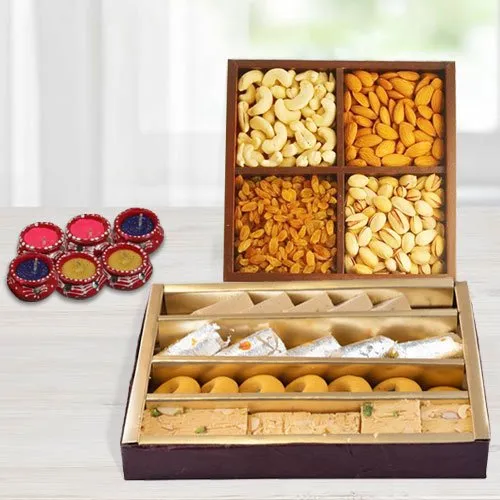 Sweets,�Dry Fruits and�Diya