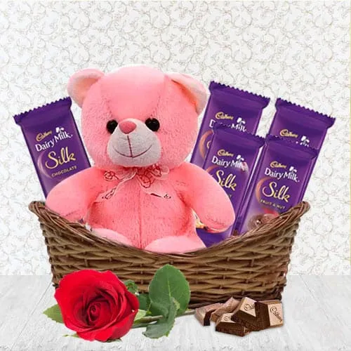 Buy Chocolate Hamper with Teddy N Rose