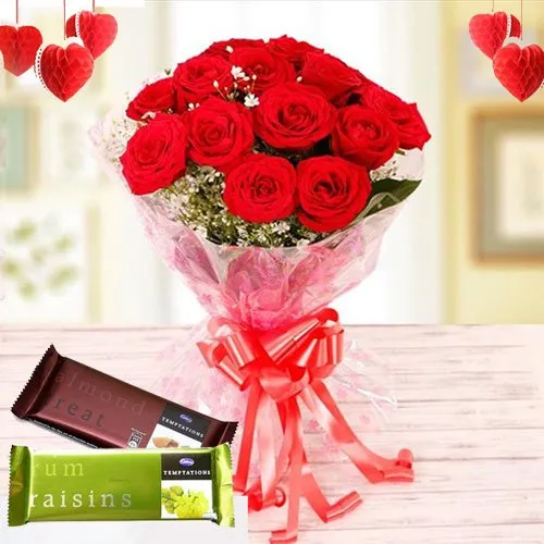 Shop for Bouquet of Red Roses with Chocolates