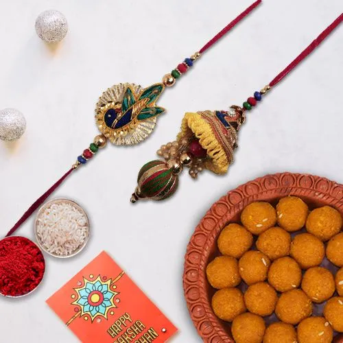 Boondi Ladoo n Rakhi Set for Bhaiya Bhabhi