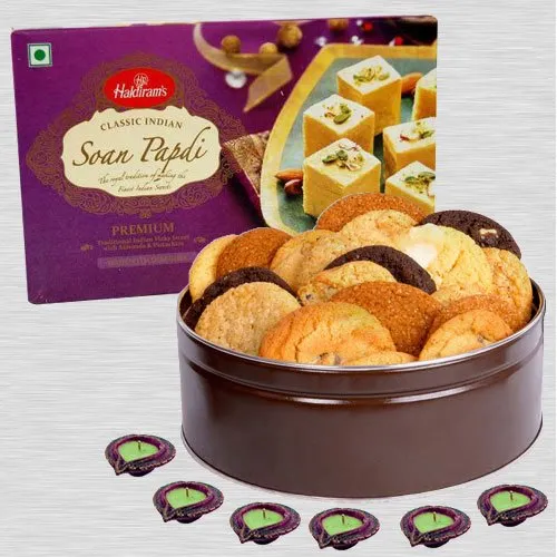 Assorted Cookies, Haldirams Soan Papdi  N Diyas