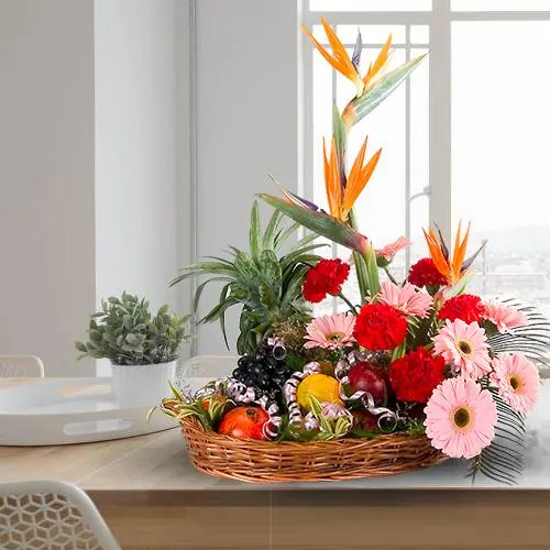 Order Fresh Fruits Basket and Mixed Flowers