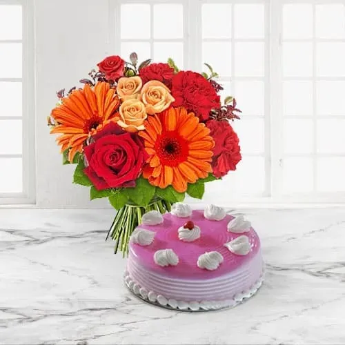 Shop for Strawberry Cake n Flowers for Anniversary